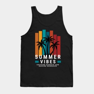 Summer Family Vacation 2024 Vibes - Summer Vibes Chasing Sunsets and Making Memories - Beach Memories Cool Saying  - Sunset-Themed | Summer Travel Essentials Gift Tank Top